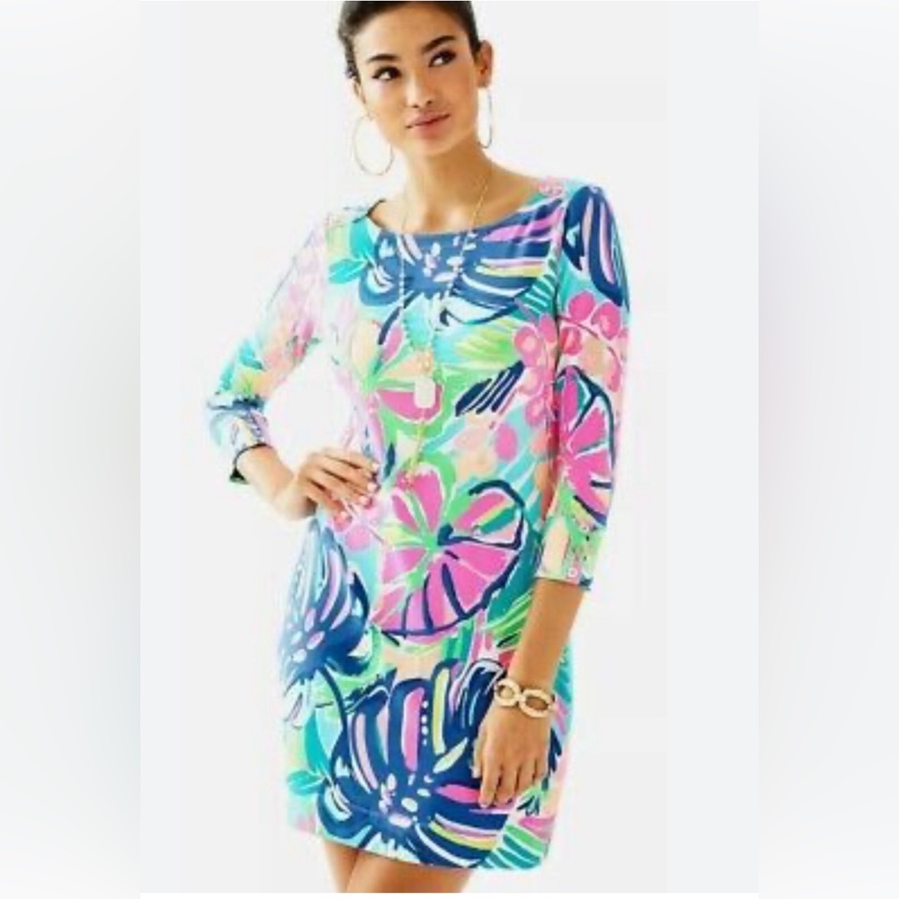 LILLY PULITZER Sophie UPF 50 Exotic Garden Print Jersey Tunic Shirt Dress XS(OS)